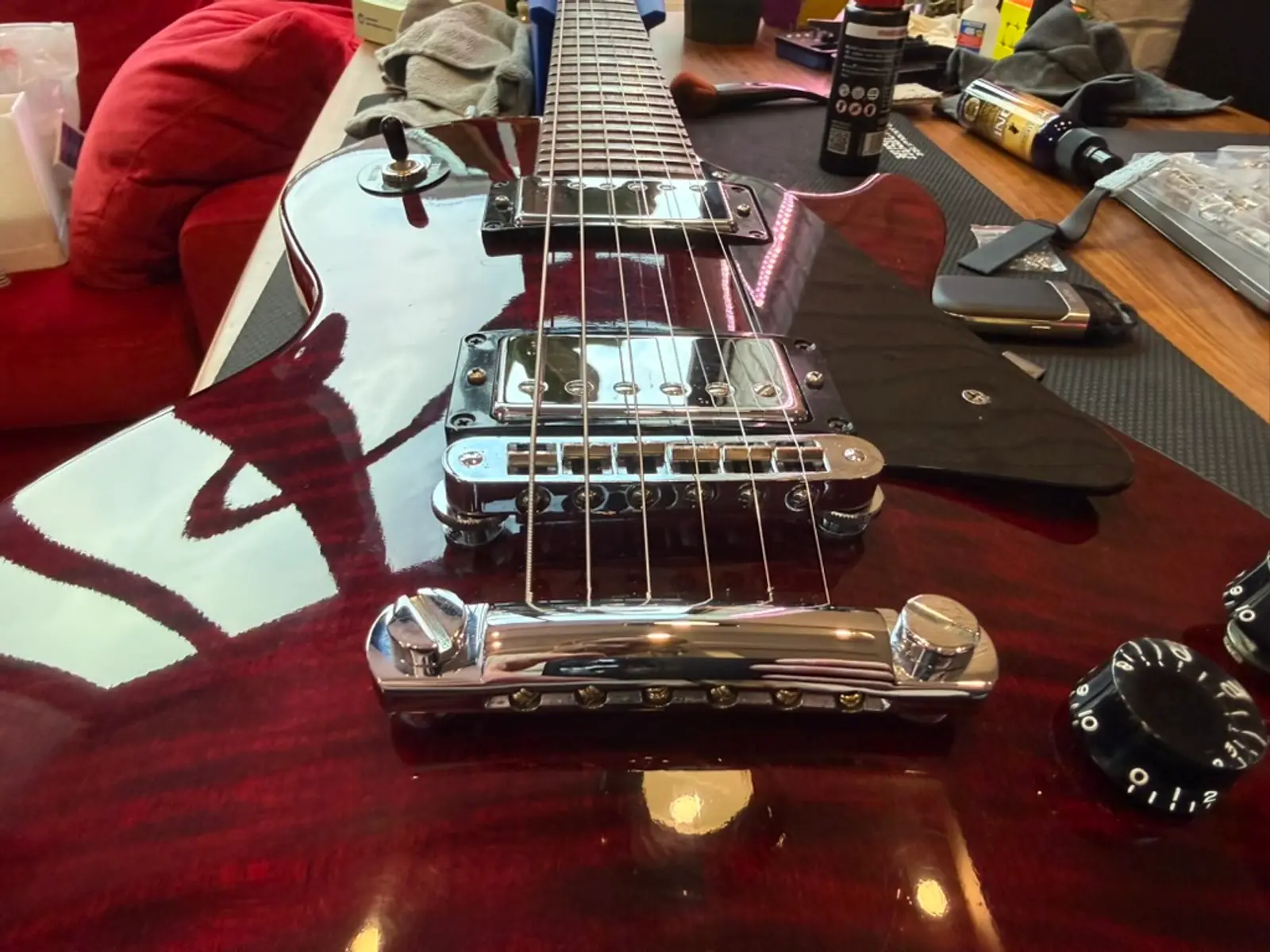 Бридж Gibson после чистки, полировки и корректировки седел